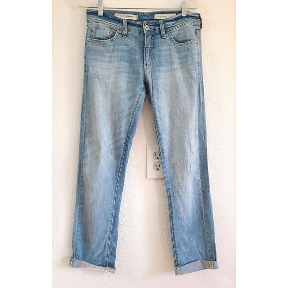 Pilcro Anthropologie 25 Slim Boyfriend Light Wash Mid Rise Boho Casual Tomboy - Picture 1 of 6